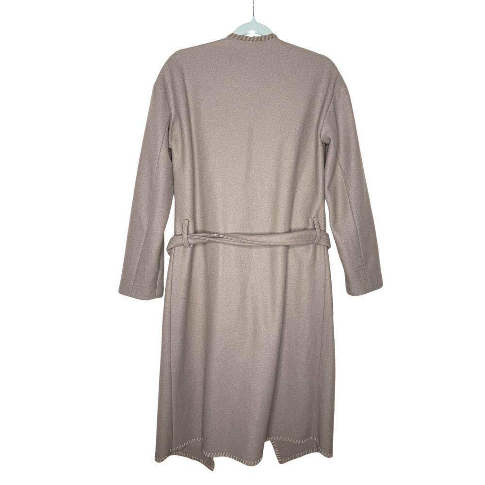 AllSaints Paxx Italian Wool Wrap Waterfall Trench Coat Dune Small Winter Jacket - Picture 15 of 15